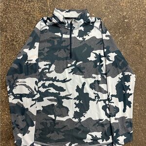 Nike Sweater Men Large Blue Camo Running 1/4 Zip Pullover Reflective 547795-332